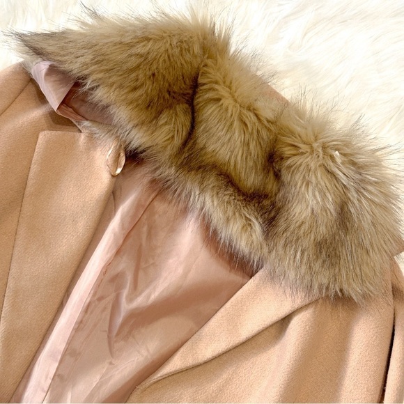 Topshop Camel Coat with Faux Fur Collar 12 - Picture 8 of 9